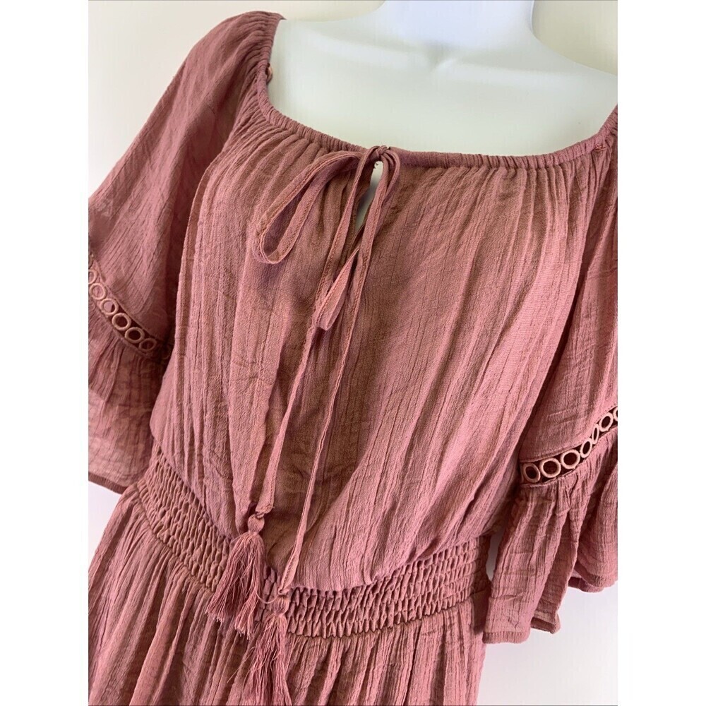 Baltic Born Magnolia Off Shoulder Mini Dress Rose Pink Short Ruffle Women Medium - Picture 4 of 11